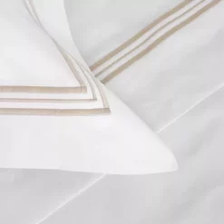 New ⌛ Frette Triplo Popeline Boudoir Sham White/savage Beige 😍 -Deals Frette Store unnamed file 1002