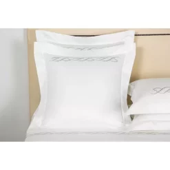 Wholesale ❤️ Frette Pearls Embroidery Euro Sham Milk/scoglio 🤩