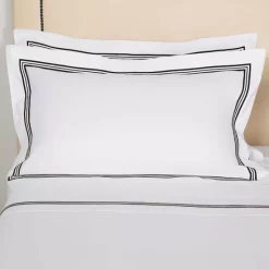Coupon 👏 Frette Triplo Popeline Standard Sham White/savage Beige ⭐