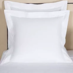 Best Pirce ❤️ Frette Triplo Popeline Euro Sham White/savage Beige 🎁