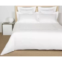 Hot Sale ⌛ Frette Pearls Embroidery Duvet Cover, Queen Milk/scoglio 👍