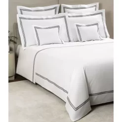 Hot Sale ⭐ Frette Triplo Poplin Duvet Cover, King White/slate Gray ✨
