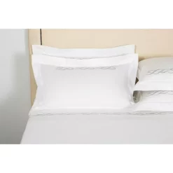 Discount 🤩 Frette Pearls Embroidery Sham, King Milk/scoglio ⌛