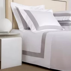 Cheapest 👍 Frette Bicolore King Sham, King White/light Azure 🎉 -Deals Frette Store unnamed file 771