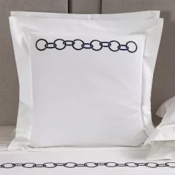 Best Sale 😀 Frette Links Embroidery Cotton Euro Sham Storm Grey 🎉