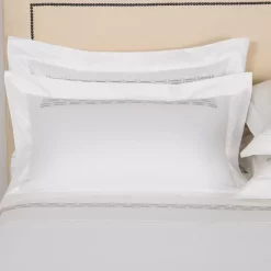 Discount ⌛ Frette Basket Weave Embroidered Standard Sham Milk/scoglio 🔥