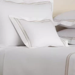 New ⌛ Frette Triplo Popeline Boudoir Sham White/savage Beige 😍